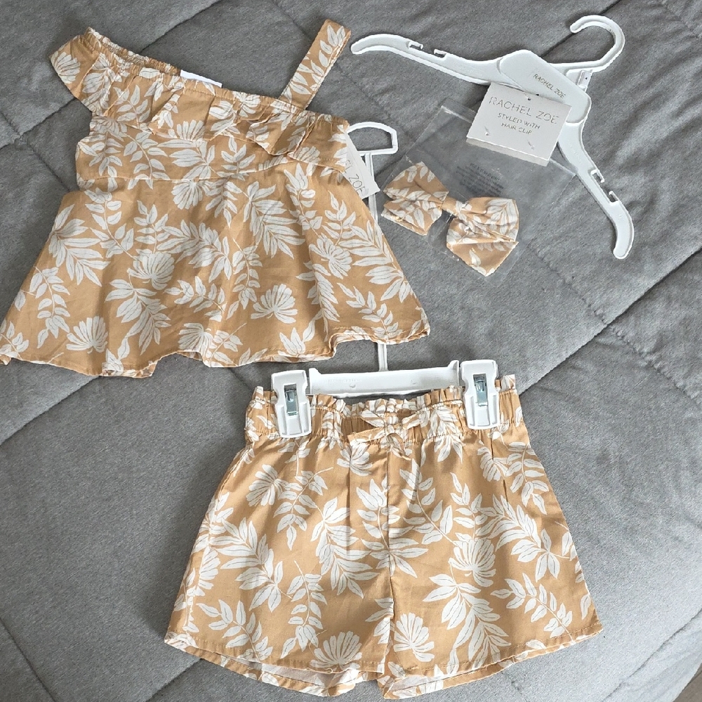 Rachel Zoe Tan and White Floral Kids NWT Set